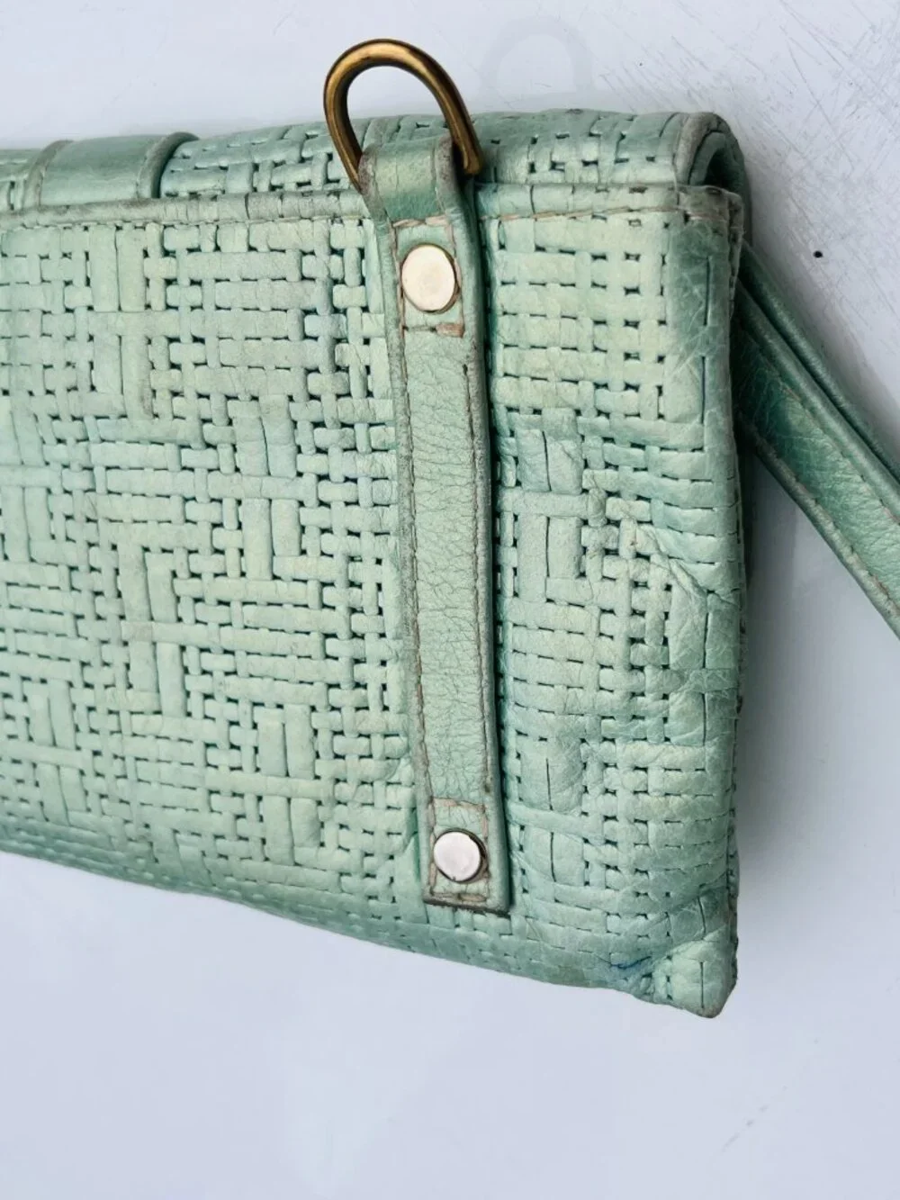 Convertible Mint Green Leather Writstlet Wallet by Marnie Bugs